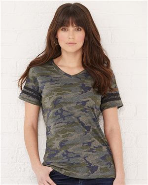 Women's Football V-Neck Fine Jersey Tee