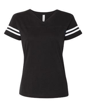 Women's Football V-Neck Fine Jersey Tee